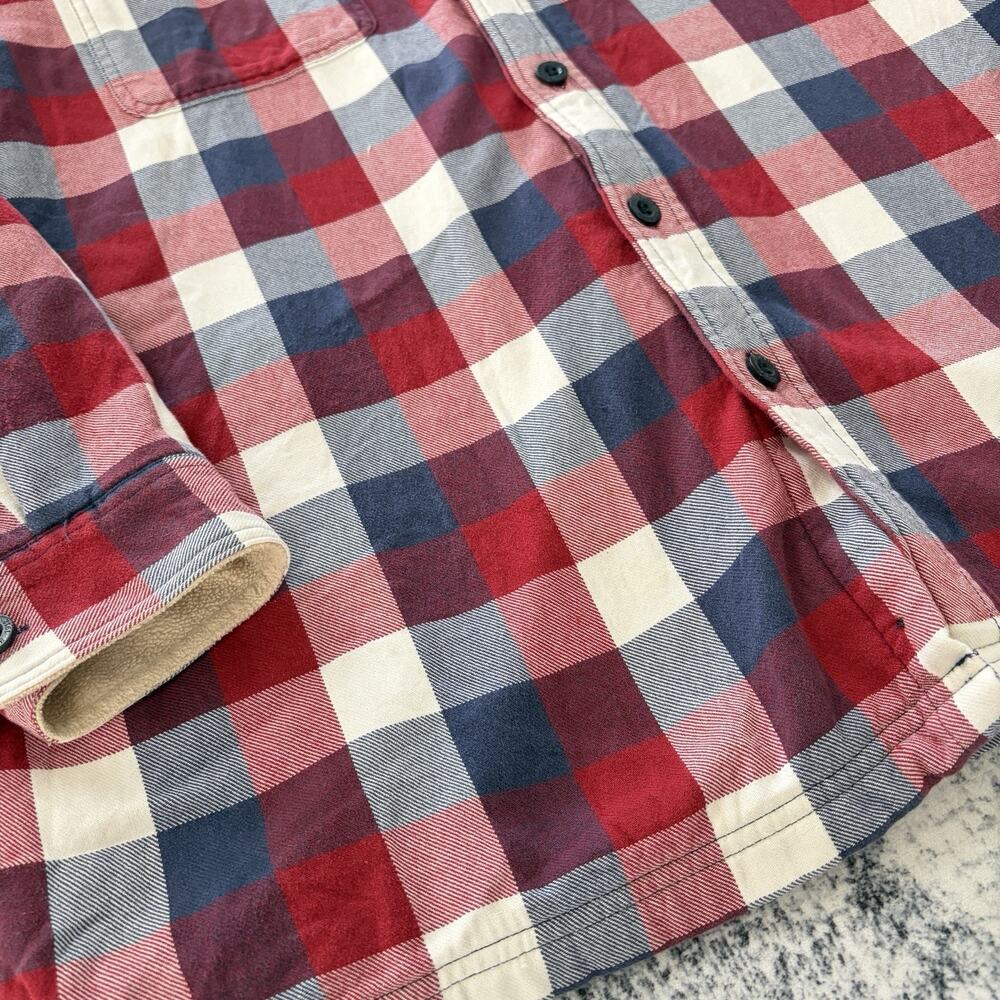 LL Bean Fleece Hoodie Jacket Hoodie Plaid Traditional Fit Red Blue Large Regular - Picture 7 of 10